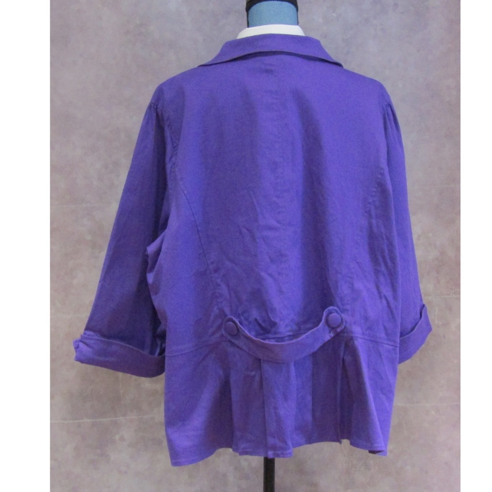 NWOT Allison Woods Purple Peplum Jacket Size 30W - Picture 3 of 4